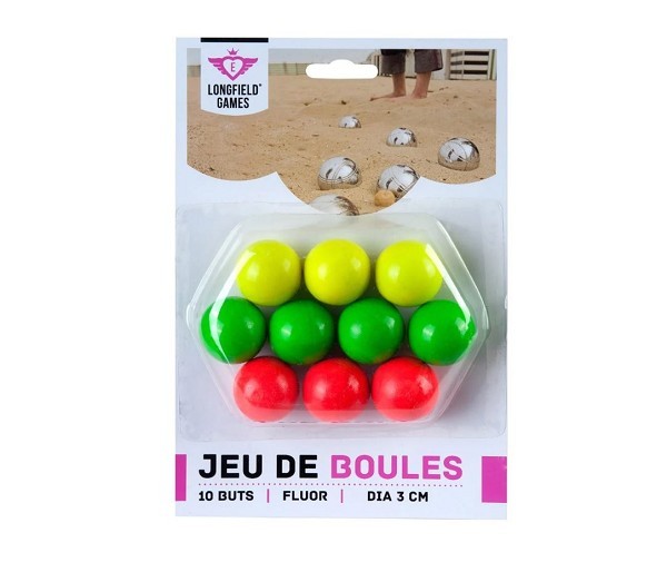 10 Jeu de Boules buts hout fluor op kaart Ø30mm