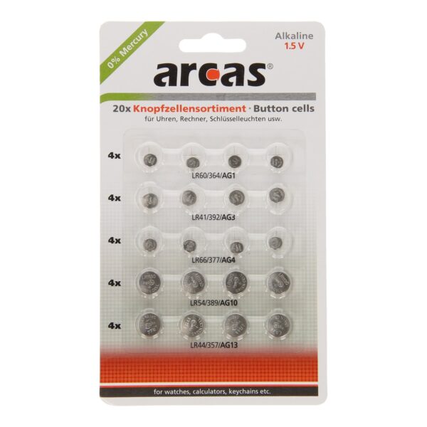 ARCAS Alkaline Knoopcelbatterijen, 20st.