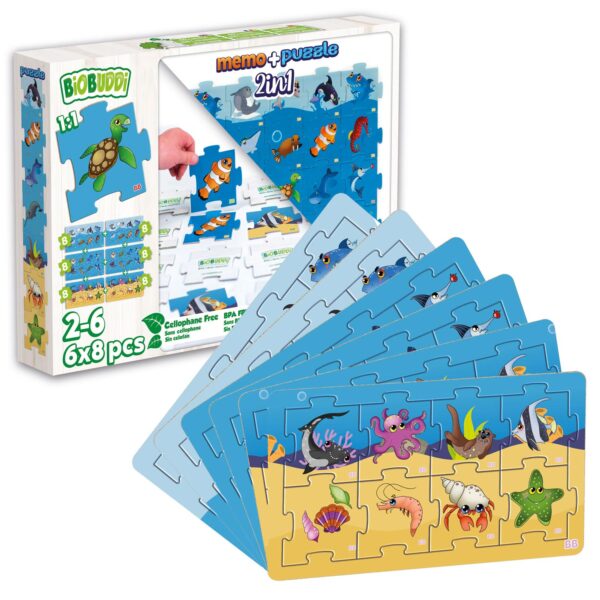 BiOBUDDi 2in1 Puzzel en Memo Sealife