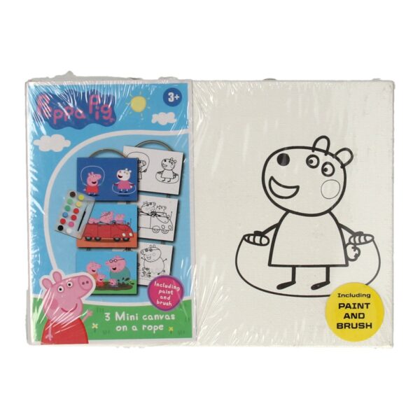 Peppa Pig 3 Mini Canvas (met penseel en verf)