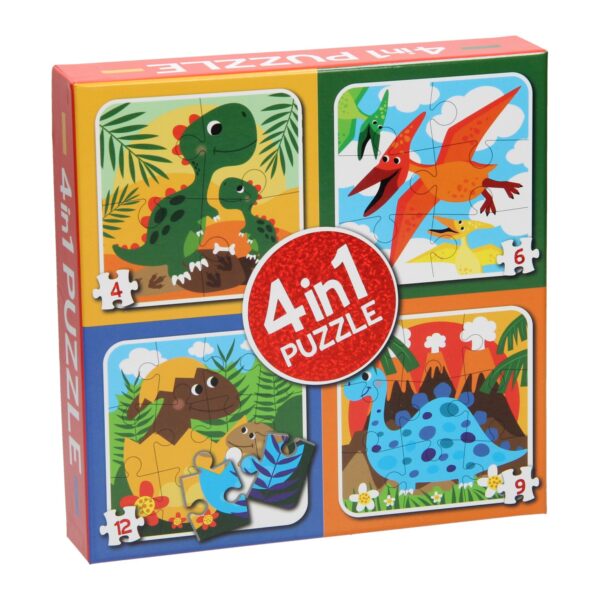 4-in-1 Puzzel - Dinosaurus