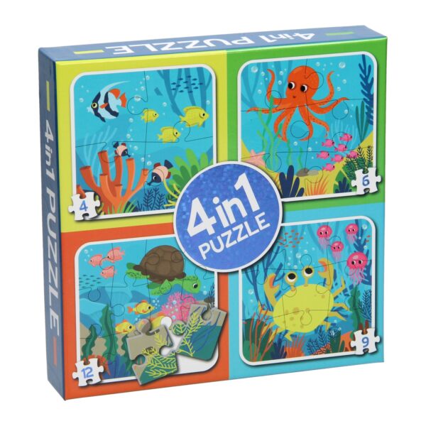 4-in-1 Puzzel - Zeedieren