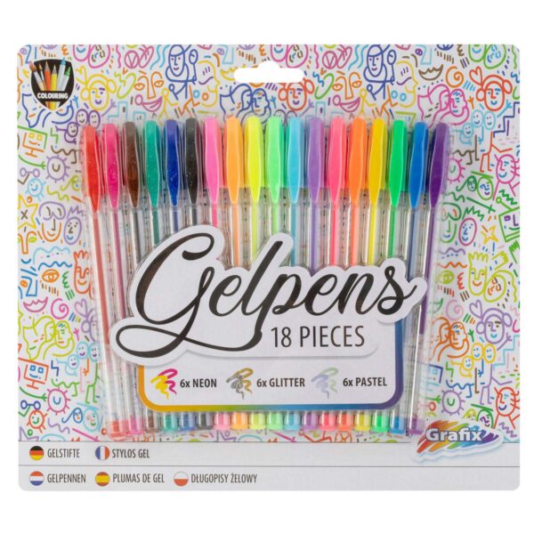 Gelpennenset Neon Glitter Pastel, 18dlg.