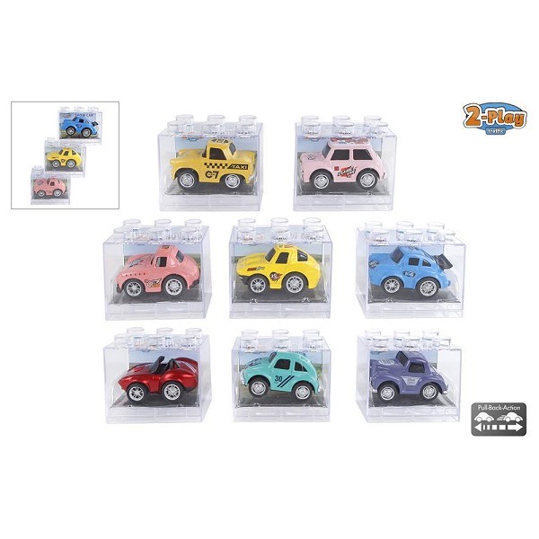 2-Play auto die cast pull back 8 soorten 6,5cm