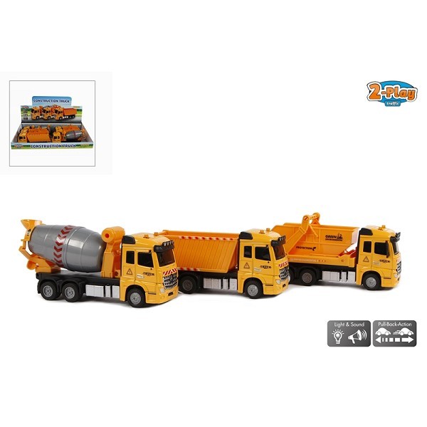 2-Play Bouwtruck die cast licht en geluid pullback 17,5cm