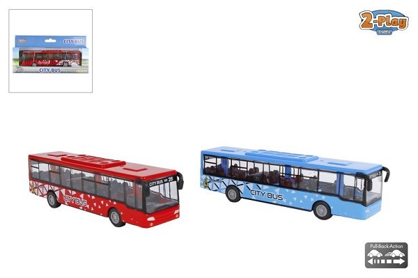 2-Play stadsbus die cast pull back
assorti 15cm