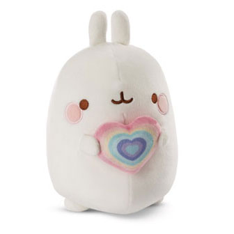 Nici Pluchen Knuffel Molang Regenboog met Hart in Geschenkdo