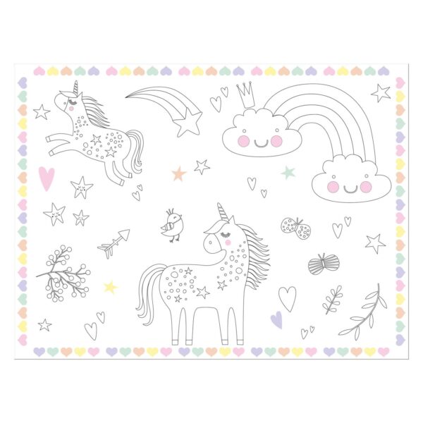 Inkleurbare Placemats Unicorns & Rainbows, 6st.