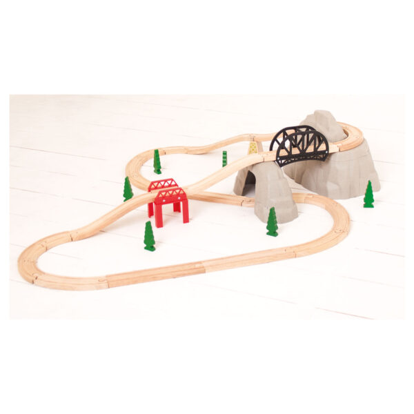 Bigjigs Houten Rails - Rocky Mountain Uitbreidingsset, 12dlg