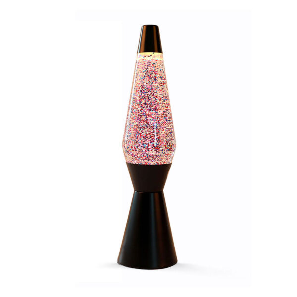 Lavalamp Zwart/Roze Glitter, 40cm