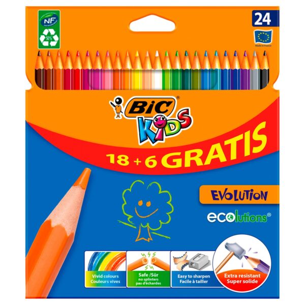 BIC Kids ECOlutions Evolution, 18 + 6st. gratis