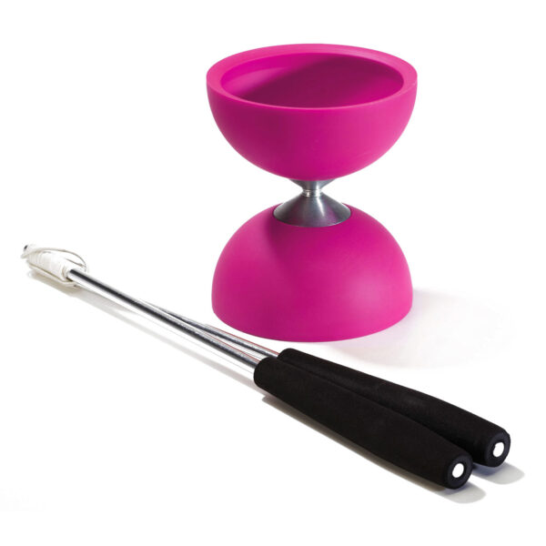 Rubber Diabolo met Aluminium Stokken - Roze