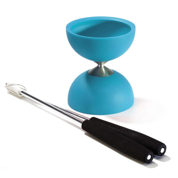 Rubber Diabolo met Aluminium Stokken - Lichtblauw