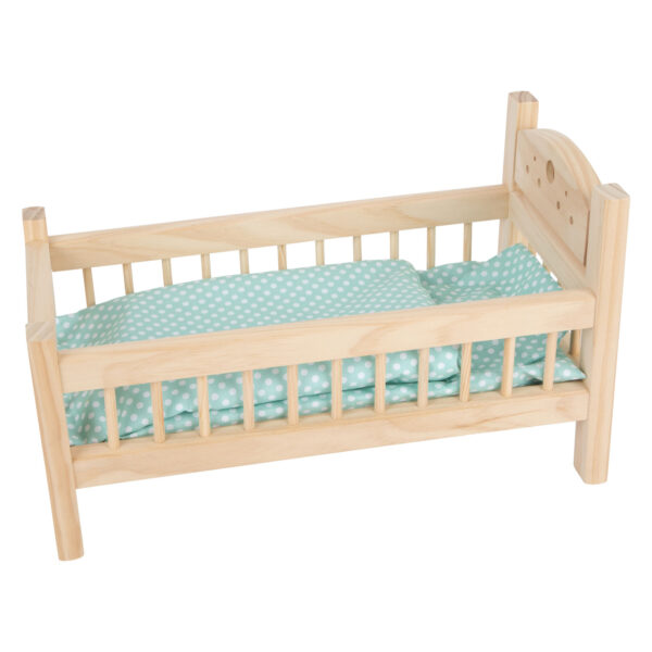 Small Foot - Houten Poppenbed Natuurlijk met Beddengoed, 4ld