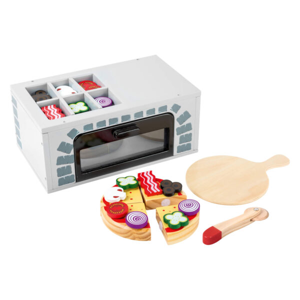 Small Foot - Houten Speeleten Pizza-oven Set, 25dlg.