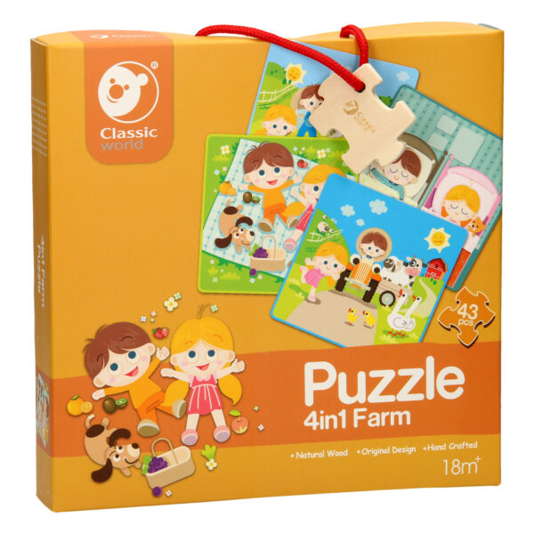 Classic World Houten Puzzel Boerderij, 4in1