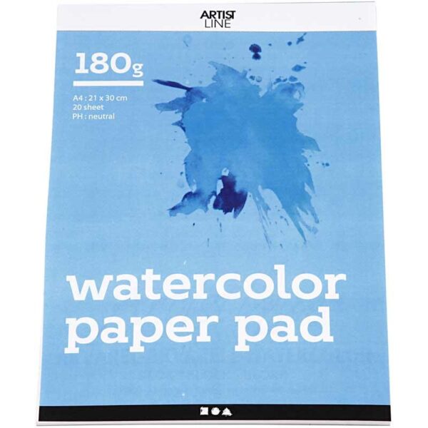 Aquarelblok Wit A4 180gr, 20 Vellen