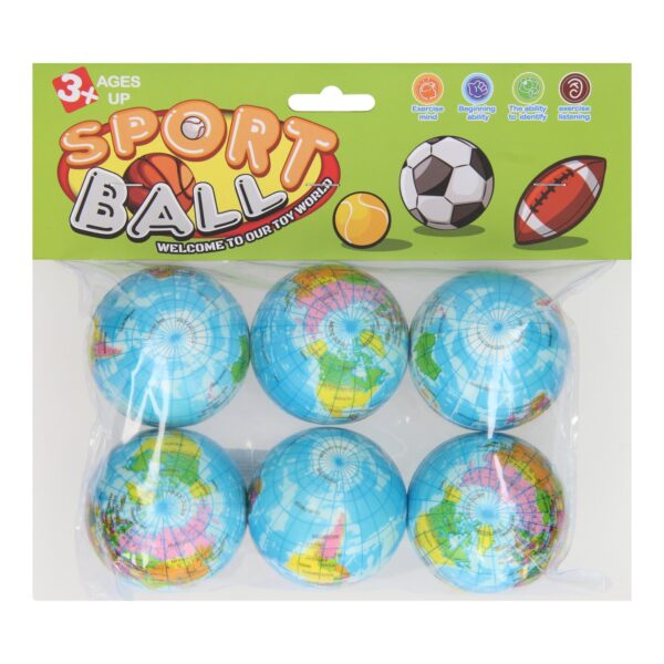 Foamballen Wereldbol, 6st.