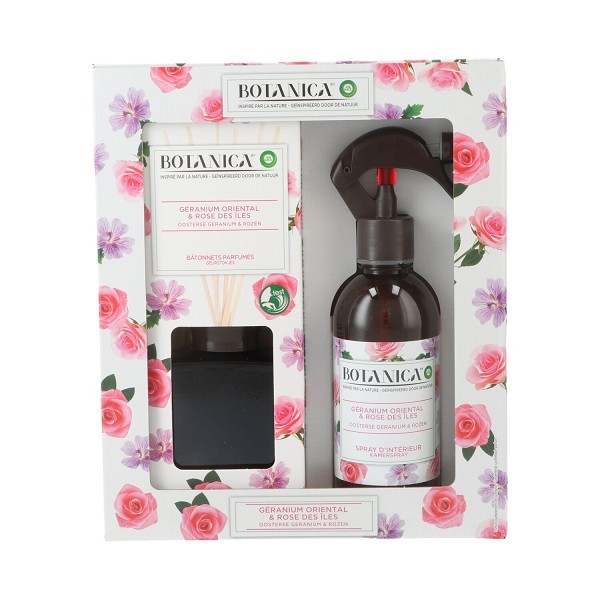 Air Wick Giftset Botanica verstuiver voor binnenshuis 236ml + geurstokjes 80ml Island Rose&Oriental Geranium