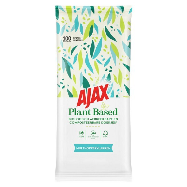 Ajax Plant Based Reinigingsdoekjes 100st. Multi Oppervlakken