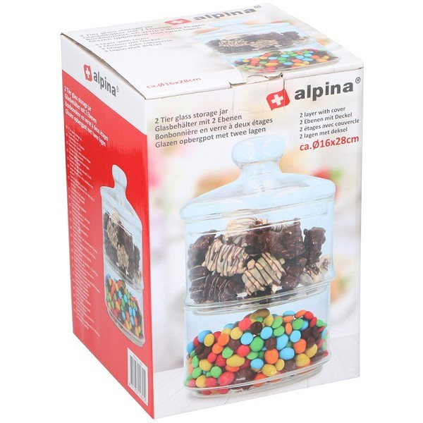 Alpina Voorraadpot stapelpot 2-laags glas Ø16x28cm