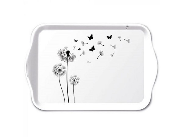 Ambiente Dienblad Melamine Blowing Away Black 13x21cm zwart wit