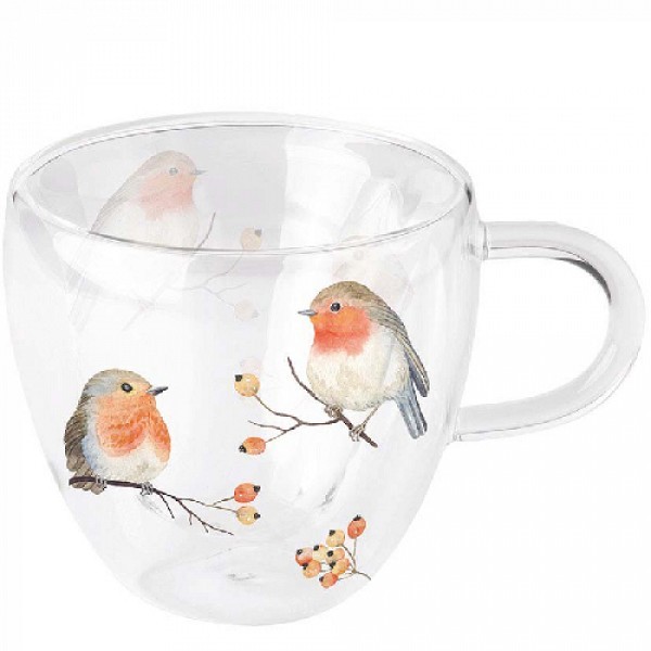 Ambiente Dubbelwandige theekop Robin Family Ø 10 - h 9,5 cm 250 ml