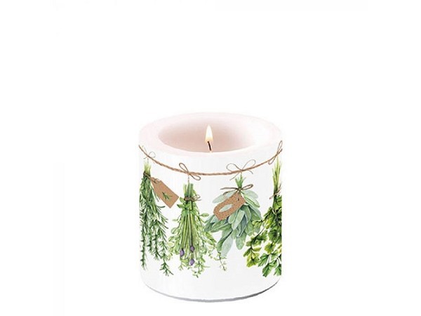 Ambiente Kaars klein Fresh Herbs Ø7,5xh8cm Paraffine