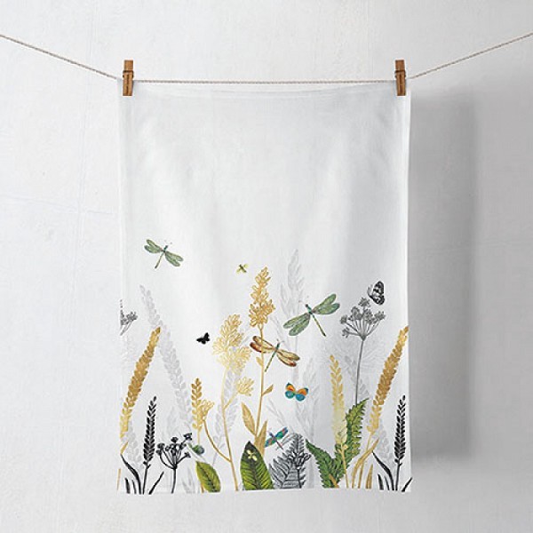 Ambiente Keukendoek Ornamental Flowers White