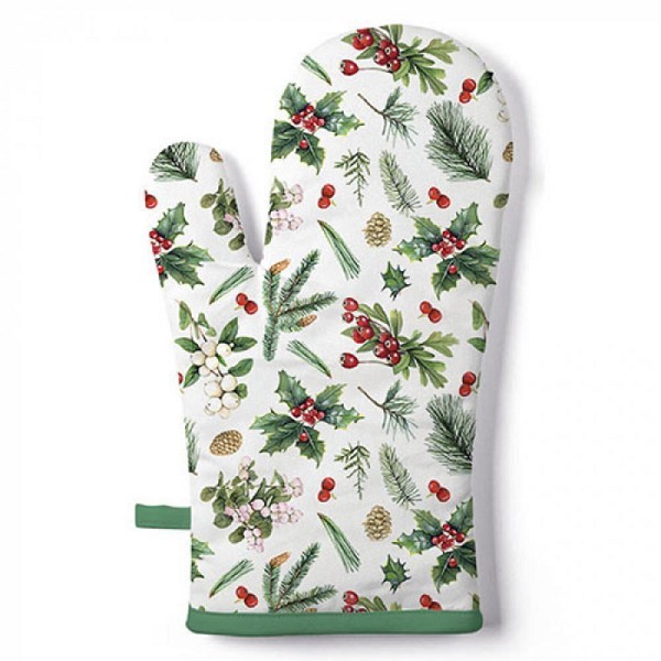 Ambiente Ovenwant Winter Greenery 18x30cm katoen wit