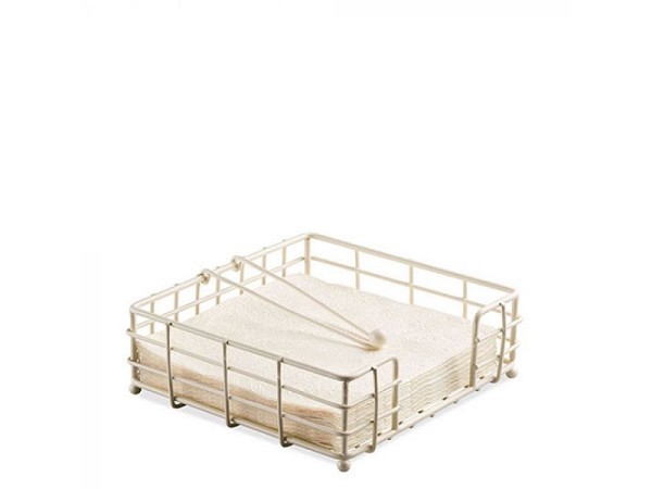 Ambiente Servethouder draad klein 14x15,5x8cm creme