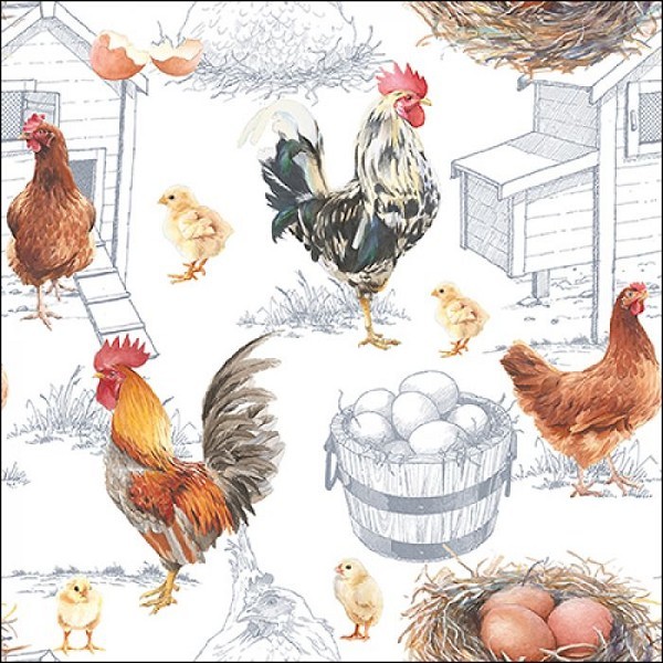 Ambiente Servetten Chicken Farm 25cm 20 stuks