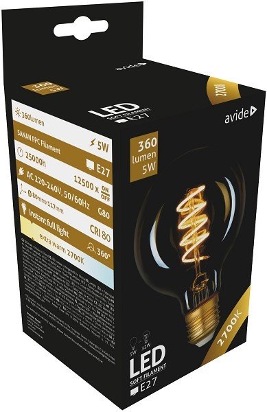 Avide LED lamp Soft Filament G80 5W E27 2700K 360LM