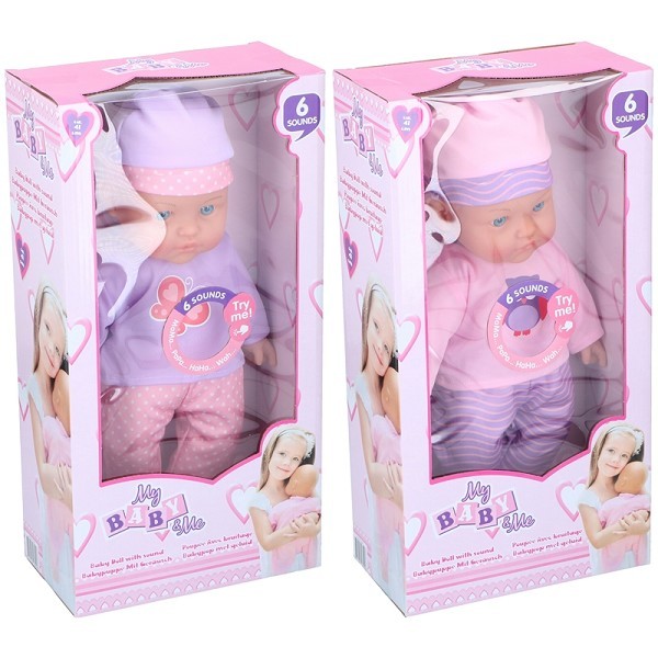 Babypop 41cm met 6 geluiden in showdoos