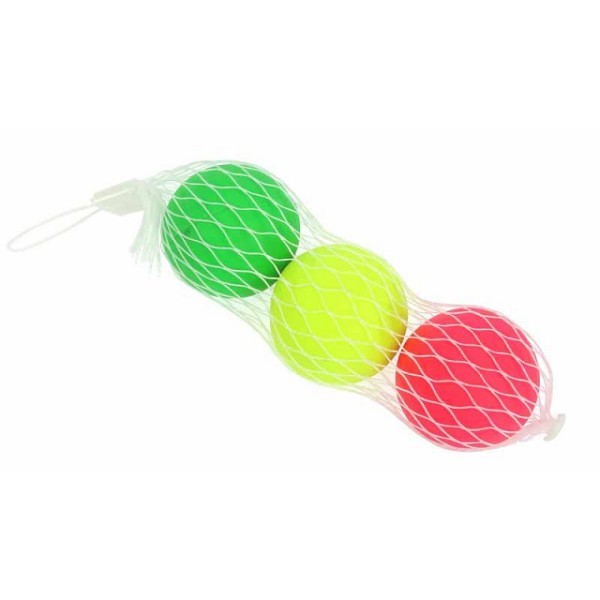 Beachballballetjes 40mm netje a 3 stuks assorti kleuren