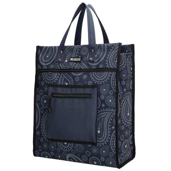 Beagles shop & go boodschappentas blauw/wit paisley 35,5x17x42cm