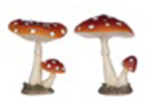 Beeld  2 Paddenstoelen in 1 ( klein en groot ) - h10cm