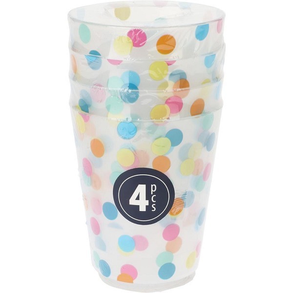 Bekerset confetti 4-delig kunststof 230ml