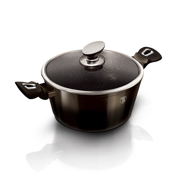 Berlingerhaus pan 28 cm met glas deksel Shiny Black collection aluminium ook inductie