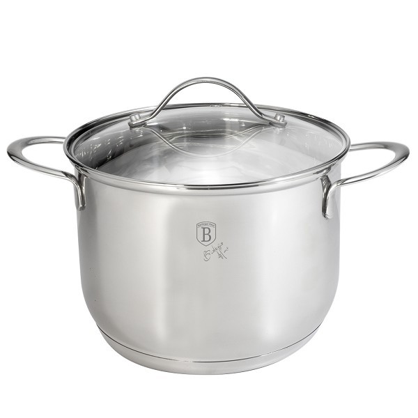 BerlingerHaus Silver Jewellery RVS soeppan Ø24 cm met glazen deksel ook inductie 7,5L 24x17 cm