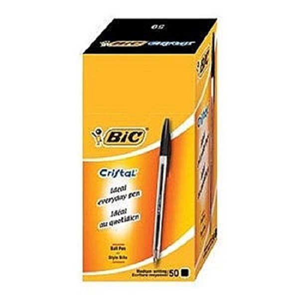 Bic doos 50 pennen Cristal zwart