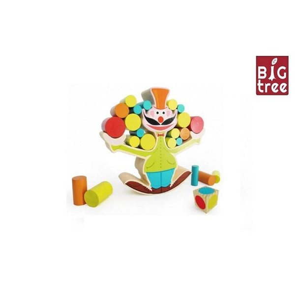 Big Tree balansspel clown hout 15-delig 18cm