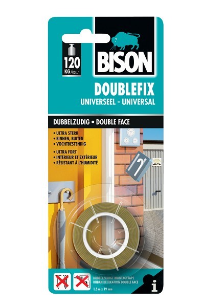 Bison dubbelfix 1.5m x 19mm