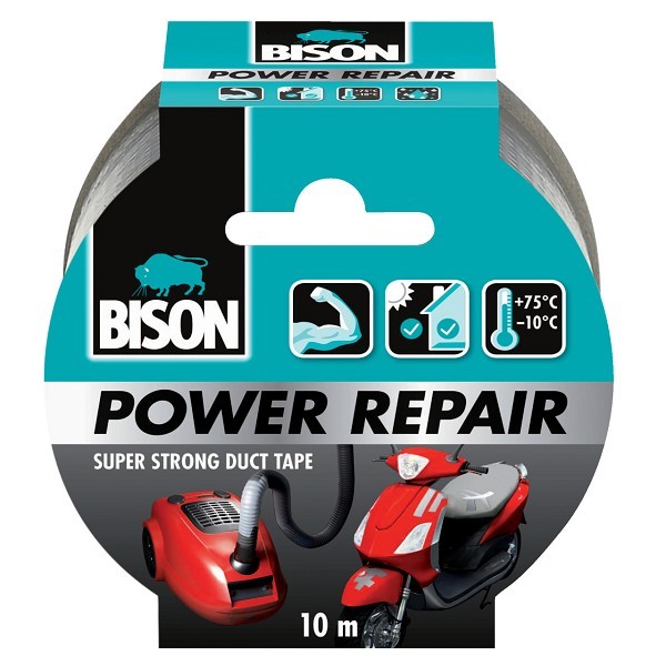 Bison Power repair tape grijs rol 10m x 4,8cm