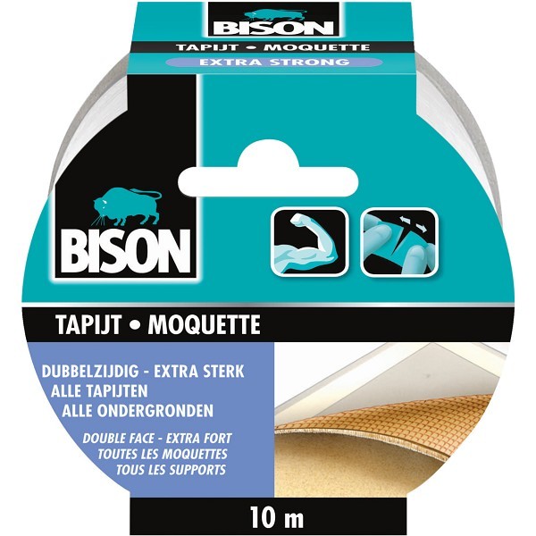 Bison Tapijt tape extra sterk 10m x 5cm Dubbelzijdig