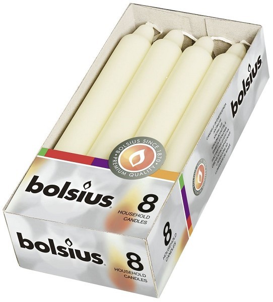 Bolsius Dinerkaars 180/21mm doos a 8 Ivoor