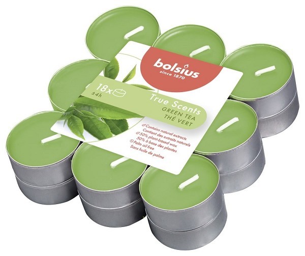 Bolsius Geurtheelichten 4 uur pak a 18st True Scents Green Tea