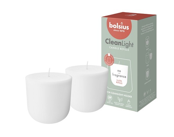 Bolsius Navulling Clean Light Zero pak a 2 stuks