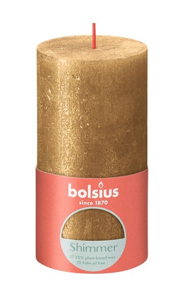 Bolsius Rustiek stompkaars 130/68 Shimmer gold