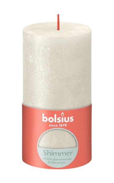 Bolsius Rustiek stompkaars 130/68 Shimmer Ivory